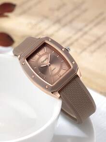 1 pièce Montre-bracelet à quartz simple, abordable, décontractée et polyvalente pour femmes, convenant aux sorties décontractées - Camel - Voir 2