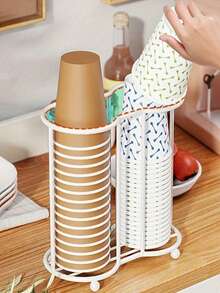 1pc Disposable Paper Cup Holder, Minimalist Paper Cup Storage Rack, Multi-Functional Desktop Coffee/Tea Cup Organizer (Cups Not Included) - Multicolor - View 5