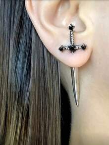 1 Pair Unisex Gothic Sword Earrings, Holiday Party Dance Costume Jewelry, Halloween - Multicolor - View 4