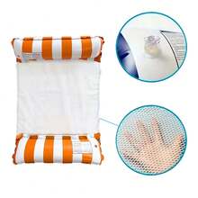 Boia Piscina Rede Cama Flutuante Reclinável Inflável - Laranja - Visão 6