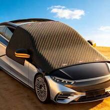 Magnetic Enhanced Car Sunshade, Orange Reflective Strip, Magnetic Installation, Full Coverage, Blocks Heat And Glare, Foldable, Suitable For Sedan/SUV, Privacy And Interior Protection, Durable, Essential Car Accessory - Multicolor - View 4
