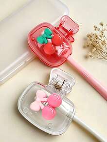 Cherry Pattern Portable Toothbrush Cover, Cute Cherry Pattern, Transparent White And Transparent Red Color Scheme, Travel Toothbrush Storage Box, Portable Toothbrush Head Protective Clip, Toothbrush Storage Clip, Toothbrush Protective Cover, Protect Toothbrush Head, Portable Design Convenient To Carry, Dust-Proof Toothbrush Head Cover, Travel Essential, Best Gift For Lovers, Friends, Family, Teachers, Travel Enthusiasts, Home And Dormitory Essential. - Multicolor - View 11