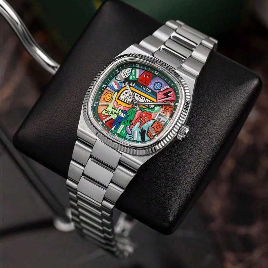 1 pieza Reloj de cuarzo impermeable con esfera de dibujos animados de gran tamaño para hombre CILOA, de uso diario
