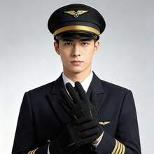 2件組：男士水手帽與女士軍風帽，金色裝飾，萬聖節服裝配件，藍色帽子附刺繡翅膀與星星 - 彩色 - 查看 8