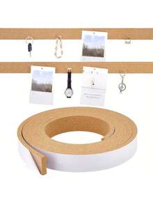 1/2pcs Self-Adhesive Cork Bulletin Board Strips, Composite Wood Backing, Suitable For Shelves, Storage Racks And Organizers, Natural Brown Cork Board, Suitable For Home And Office Storage, Cork Board, Pin Board, Vision Board - Multicolor - View 5