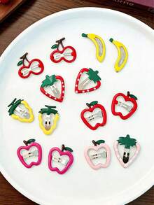 12pcs Cute Colorful Fruit-Shaped Hair Clips, Including Multiple Fruit-Themed Colors, Perfect Back To School Gift - Multicolor - View 4