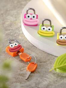 Sausage Lips Pattern Luggage Lock, Small Bag Padlock With Key, Copper Core Plastic Shell (Sausage Lips Pattern For Easy Matching), Compact And Sturdy, Suitable For Suitcases, Backpacks, Boxes, Laptop Bags, Graduation Season, Back To School Season Gifts, Teacher's Day, Back To School Essentials, Travel - Multicolor - View 8