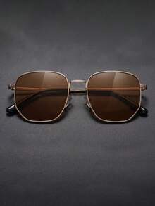 Geometric Frame Black Grey Tea Tone Fashion Glasses - Tea + Tea + Ash - View 5