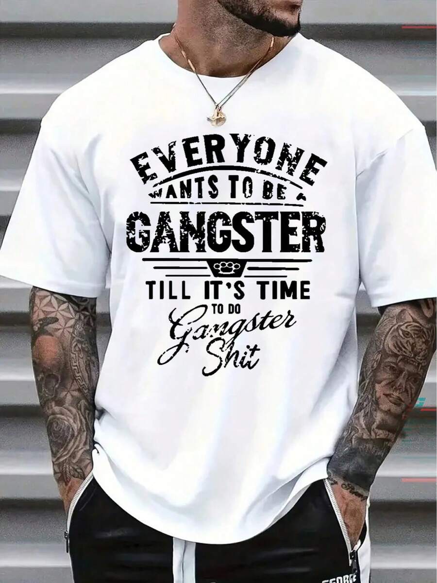 Mens TShirt Comfortable Crew Neck Casual Cotton ShortSleeves Soft Breathable Top Menswear Tshirt Summer Spring Streetwear Cotton Fabric  Letter - Weiss - Übersicht 1