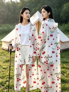 女款加厚高品質防風 EVA 加固長袖連帽雨衣，適合戶外騎行、徒步、划艇和摩托車騎乘（成人雨衣），伴娘禮物、海灘、旅行和生日禮物 - 男女通用款 - 查看 5