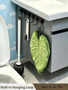 2pcs Leaf Shaped Hand Towels, Super Absorbent, Soft & Fluffy, Hook Design, Bohemian Style Home Decor, Easy To Clean, Reusable, Kitchen & Bathroom Use, Lint-Free Quick Dry, Lightweight & Durable, Back To School Tropical Style Home Cleaning Accessories - Multicolor - View 7