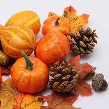 50pcs Artificial Pumpkins, Autumn Harvest Artificial Pumpkin Set, Home Decor, Autumn Pumpkin Decoration Set, Mini Artificial Gourds, Maple Leaves, Acorns Decoration, Suitable For Home, Wedding, Autumn Tabletop Display, Halloween, Thanksgiving, Harvest Farmhouse Table Multi-Layer Tray Set, Best Seasonal Holiday Decoration Supplies - Multicolor - View 5