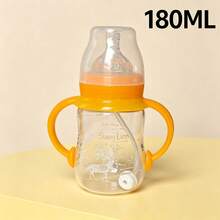 1 pieza/2 piezas Biberón de vidrio para bebé resistente al calor hasta 400℃ esterilizable con tetina de silicona anti-cólico y pajita con bola de gravedad 180ml/280ml apto para bebés de 6 meses en adelante - Multicolor - Ver 10
