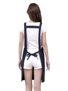 Premium Canvas Kitchen Apron, Cooking Apron, Adjustable Double Shoulder Straps, Unisex, With 2 Large Pockets And 1 Small Pocket, Suitable For Chef Cooking, Gardening, BBQ, Cafe, Painting, Baking, Hairdressing, Nail Art - A - View 2