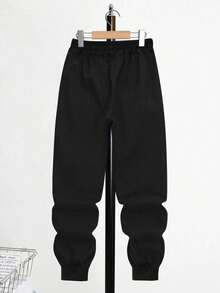2pcs/Set Boys Casual Crew Neck Sweatshirt & Sweatpants Set, Comfortable Soft, With 67 Number Graphic, Suitable For Autumn/Winter Wear - Black - View 6