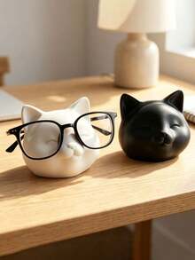 1pc Cat-Shaped Glasses Holder, Minimalist INS Style Design, Suitable For Home Bedroom, Study, Office Desk Placement, Creative Decorative Ornament, Can Also Store Glasses, Earphones, Small Jewelry, Multi-Functional Tidy Desk, Soft Texture Versatile For Various Home And Office Scenes - Multicolor - View 4