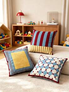 1pc/2pcs Bauhaus Striped Color-Block Dopamine Back Pillow, Removable Washable Fabric Cover Sofa Lumbar Cushion, Modern All-Season Support Pillow, Suitable For Teacher Office Nap, Living Room Sofa Decor, Adult Men And Women Indoor Daily Rest - Multiple Styles - View 7
