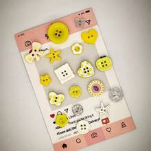 12/24/36/48/60/72/84Pcs Mixed Yellow & White Resin Buttons, Random Pattern & Color Heart, Flower, Apple Series Small Buttons, Plastic DIY Craft Buttons Suitable For Sewing, Knitting, Handmade DIY - Multicolor - View 10
