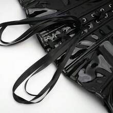 1pc Women's Shiny Wrap Tight Bustier, Outerwear Waist Cincher Corset, Suitable For Party & Daily Wear - Black - View 5