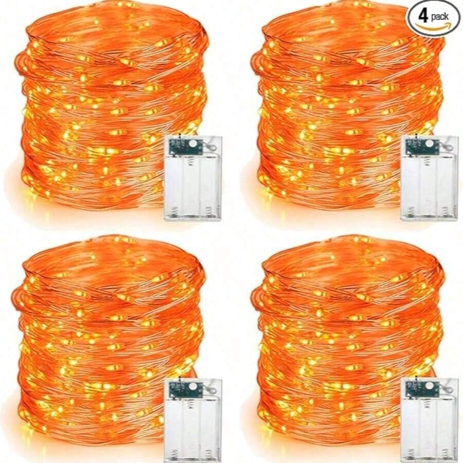 1件裝 (10m/5m/1m) 橘色仙女燈,電池供電,閃爍燈串,適用於室內外節日裝飾,如萬聖節、萬聖節裝飾、秋季裝飾、豐收節裝飾、房間臥室裝飾 - 彩色 - 查看 1