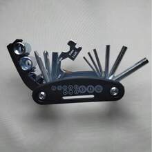 1 pieza Juego de herramientas de reparación de bicicleta plegable 16-en-1, herramienta de mantenimiento de bicicleta multifunción portátil que incluye llave hexagonal, destornillador y componentes de vaso - Multicolor - Ver 8