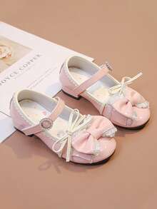 Girls Pink Thick Sole Mary Jane Shoes Style Soft Bottom Non-Slip Princess Shoes - Pink - View 5