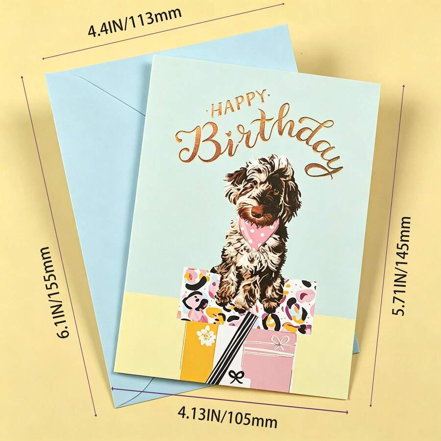狗狗主題生日祝福卡，通用型祝福卡，男女皆宜紀念生日卡