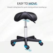 Rolling Saddle Stool, Swivel Salon Chair, Ergonomic Faux Leather Stool, Adjustable Height With Wheels For Spa, Salon, Massage, Office, Black-XY758296 - Multicolor - View 8
