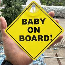 1pc Car Baby Warning Sticker With Suction Cup, Durable And Firmly Attached Without Residue - Multicolor - View 12