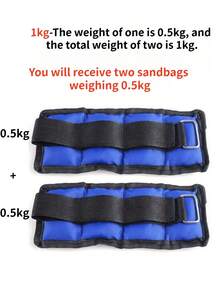 2pcs/1 Pair Strength Training Wrist & Ankle Sandbags, 1-6KG Optional Weight [Product Weight Refers To Total Weight Of Two Sandbags! For Example: 1kg = Two 0.5kg Sandbags, 2kg = Two 1kg Sandbags] - Blue - View 14