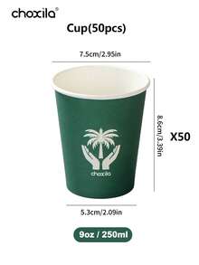 choxila 25/50/100 buah Gelas Kertas Sekali Pakai 9oz, Motif Pohon Palem, Gelas Pesta Hijau, Cocok Untuk Minuman Panas/Dingin, Hari Nasional Saudi, Pesta, Rumah, Kantor, dan Penggunaan Sehari-hari - Hijau - View 11