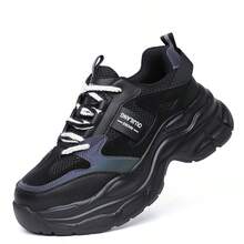 Damen Wanderschuhe, dicke Sohle modisch langanhaltend lässige Stiefel, geeignet für den täglichen Gebrauch, Outdoor Wandern, Bergsteigen, Ganzjahres-Arbeitsstiefel für Frauen - Schwarz - Übersicht 2