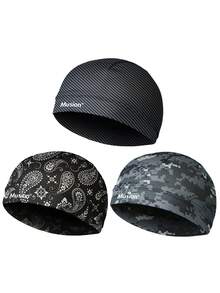 Musion 1/2/3pcs Paisley & Camo Print Knit Helmet Liner Beanie, Breathable Moisture-Wicking Skull Cap, Windproof Sweat-Absorbent Dome Hat For Motorcycle Riding, Cycling And Racing Sports - Multicolor - View 16