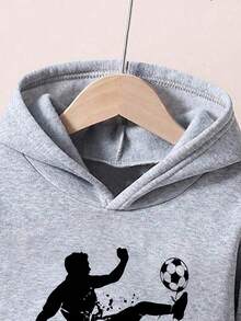 Varmt set med hoodie och mjukisbyxor med tecknat mönster för pojkar - Grå - Visa 3