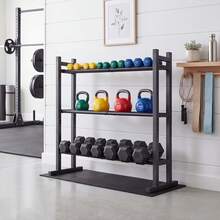 COSTWAY 3-Tier Dumbbell Rack, 529LB Capacity Heavy-Duty Adjustable Weight Rack Stand - Black - View 2
