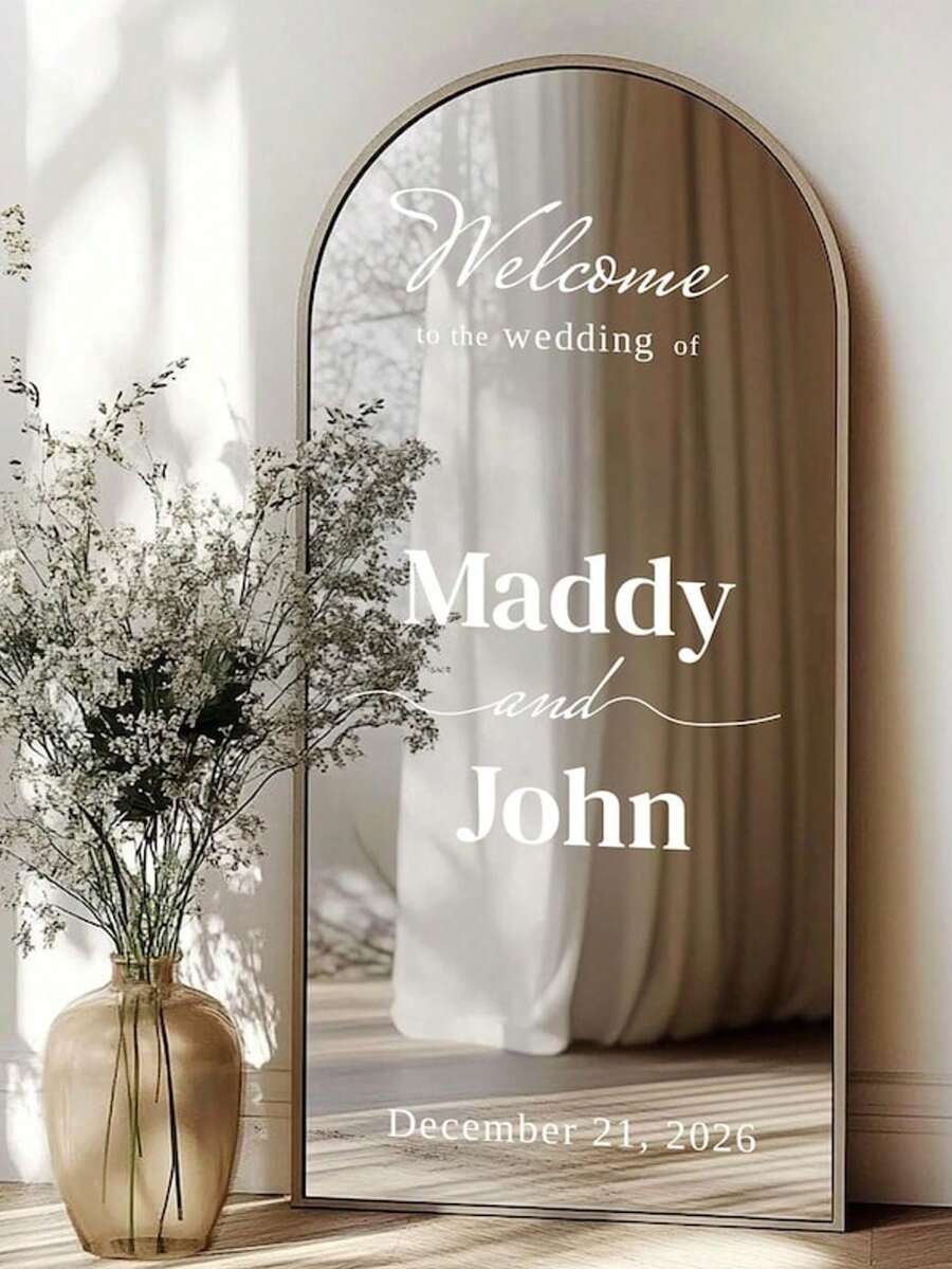 Pegatina de espejo personalizada para tabla de asientos de boda - Decoración de boda DIY Pegatina de boda - Pegatina de espejo para tabla de asientos Bienvenida a la boda Pegatina de espejo