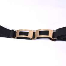 1pc Elastic Pleated Design Metal Buckle Versatile Waist Belt For Daily Casual Wear - A - View 3