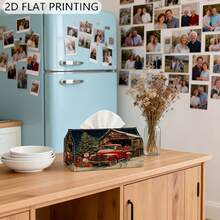 1pc 2D Flat Printed Tissue Box, Christmas Tree Barn Pickup Truck Pattern, Tissue Storage Box, Rectangular Tissue Box, Kitchen Gadget, Car Tissue Box, Lightweight Tissue Dispenser, Decorative Dust-Proof Tissue Box - Multicolor - View 6