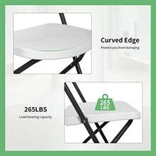 Folding Chairs Set Of 4 Plastic Chairs Portable Foldable Metal Folding Chairs With Metal Frame HDPE Backrest And Seat Cushion 265 LBS Capacity For Indoor Use, White - White - View 7