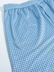 Random 3Pcs Men Underwear, Comfort Polyester Fabric, Checkered Pattern With Buttons, Elastic Waistband Multi-Color Pack, Home Essentials, Men Gift - Multicolor - View 9