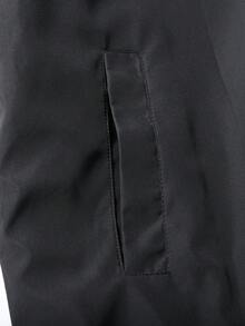 1pc Men's Black Lapel Jacket, Smooth Woven Fabric, Dirt-Resistant And Wrinkle-Resistant, Loose Drop Shoulder Fit, Solid Color Minimalist Casual Style, Suitable For Campus, Commute, Street, Couple Daily Wear - Black - View 9