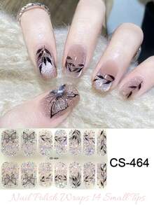 Coral Pink No-Bake Gel Nail Stickers, Waterproof Nail Film, Solid Color, Neon Green, Ombre Gradient Full Coverage - 黑與白 - 查看 1