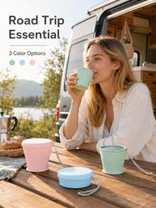 Portable Foldable Water Bottle, Outdoor Camping Travel Cup, 6.76oz Collapsible Cup, Perfect For Tea And Coffee - Multicolor - View 1