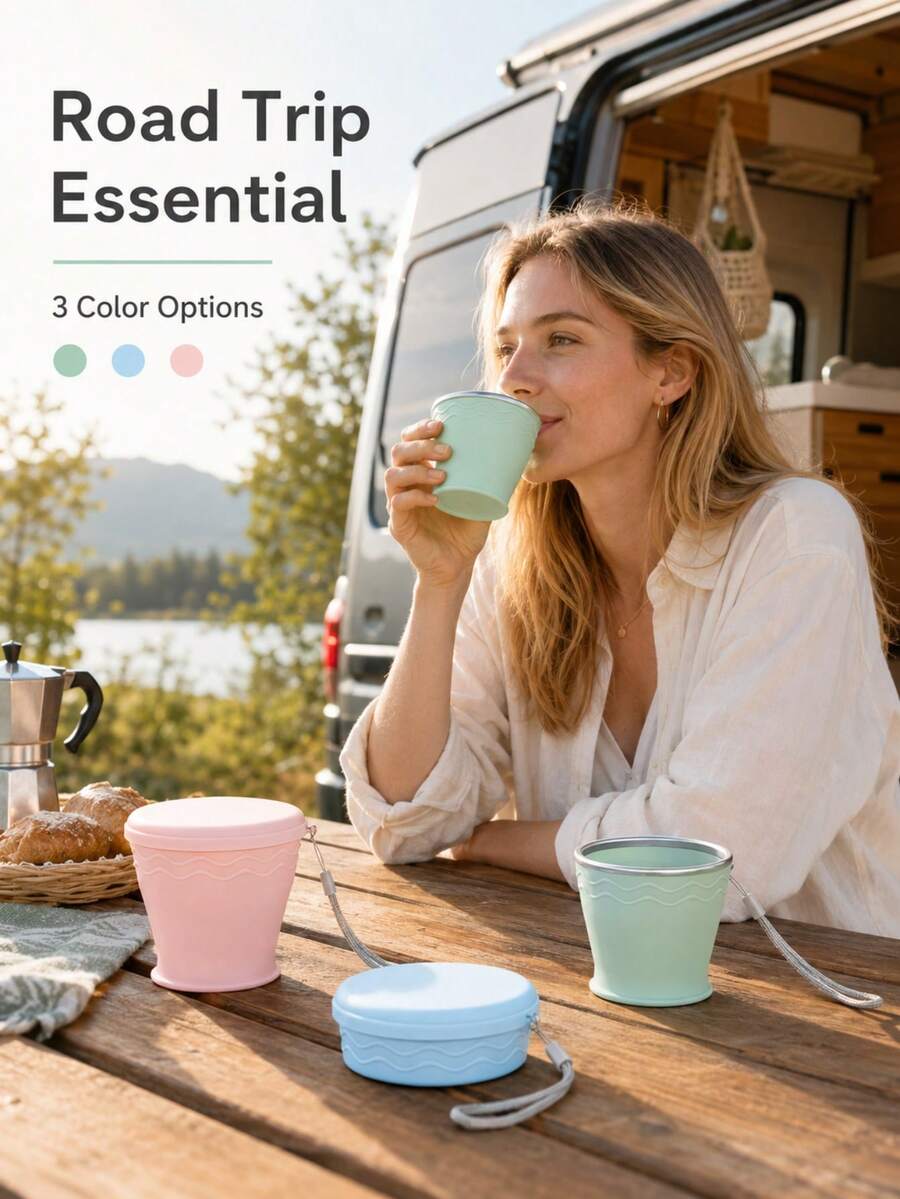 Portable Foldable Water Bottle, Outdoor Camping Travel Cup, 6.76oz Collapsible Cup, Perfect For Tea And Coffee - Multicolor - View 1