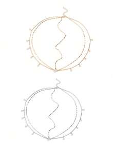 1pc Multi-Layer Rhinestone Pendant, Premium Feel, Minimalist Bridal Dress, Shiny Hair Accessory, Forehead Ornament, Women - Multicolor - View 6