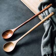 4pcs 13inch/33cm Long Handle Wooden Cooking Spoons, Mixing Spoons - Apricot - View 6