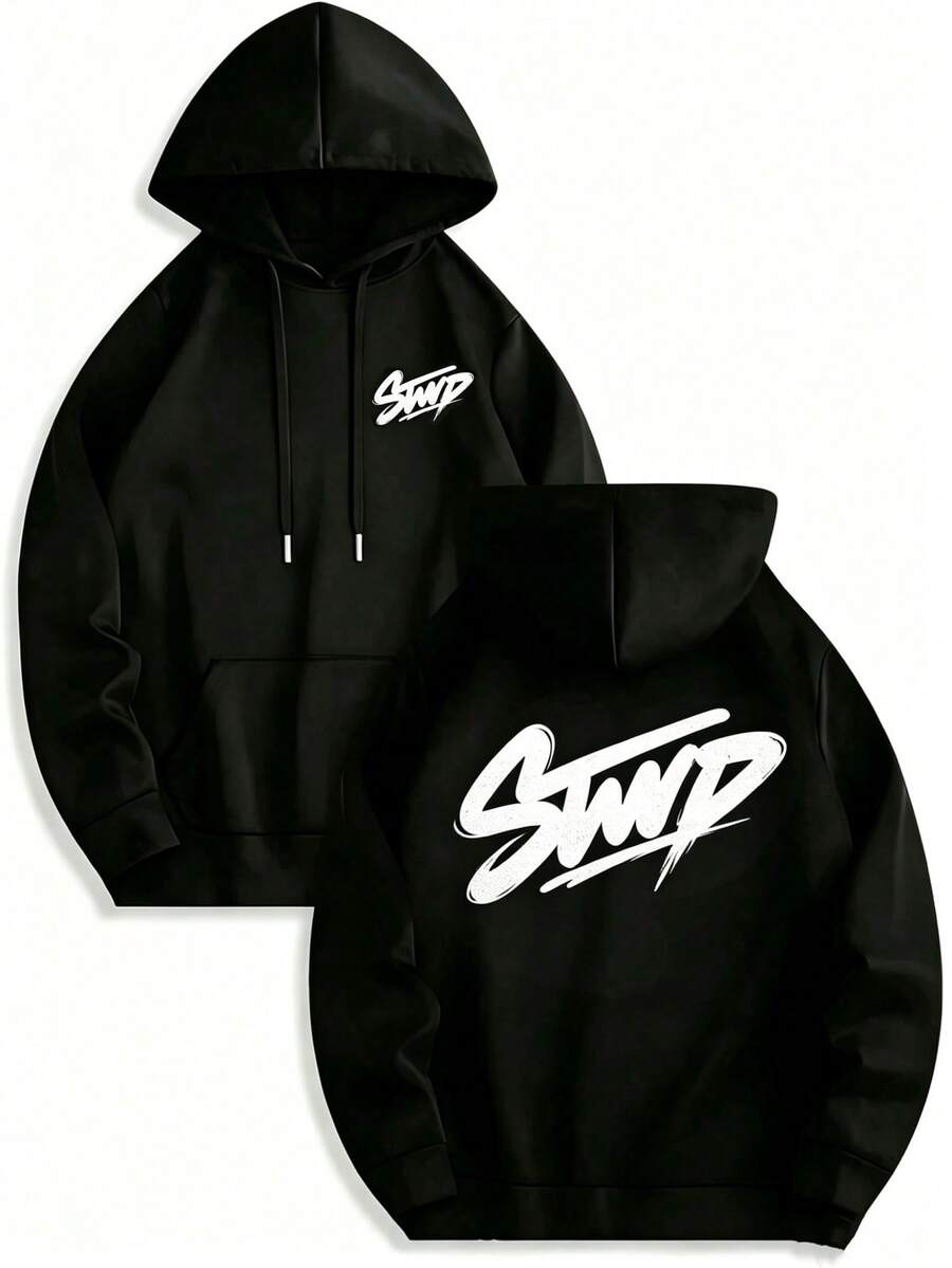 Hombre003-1 Men'S Oversized Hooded Sweatshirt - Black Pullover Hoodie with Drawstring Hood,All-Season Casual Streetwear for Everyday & Formal Outfits - Negro 1 - Ver 1