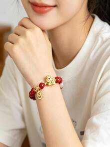Gelang Manik-Manik Mewah Desain Kreatif Eropa dan Amerika, Gaya Korea, Aksesori Pakaian Serbaguna untuk Wanita, Modis dan Unik - Gelang Kekayaan Instan - View 1