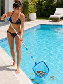 1 Stück Pool-Skimmer-Netz mit Teleskopstange, feinmaschiger Laub-Rechen zum Entfernen von Schmutz, Blättern & Insekten, leichtes Pool-Reinigungsnetz für oberirdische & eingebaute Pools, Spa, Teich, Garten-Sommer-Pool-Wartungsbedarf, schnelle Pool-Reinigung - mehrfarbig - Übersicht 2