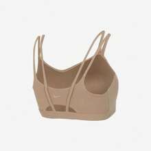 Nike DRI-FIT Solid Color Logo Sports Bra, Khaki - Khaki - View 3